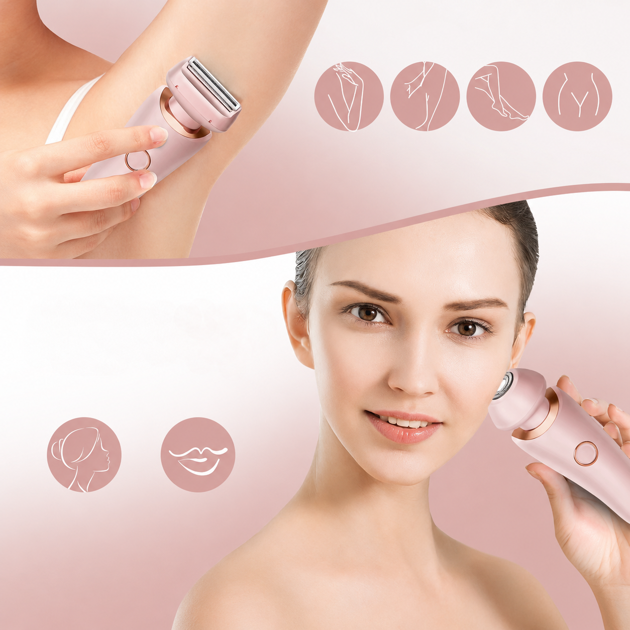 Rasoio Elettrico Donna 2 in 1 Ricaricabile