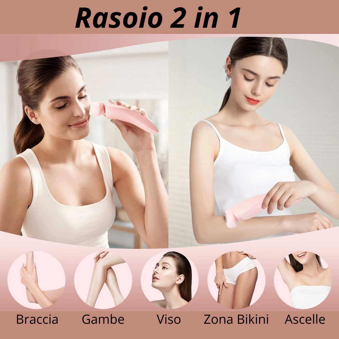Rasoio Elettrico Donna 2 in 1 Ricaricabile